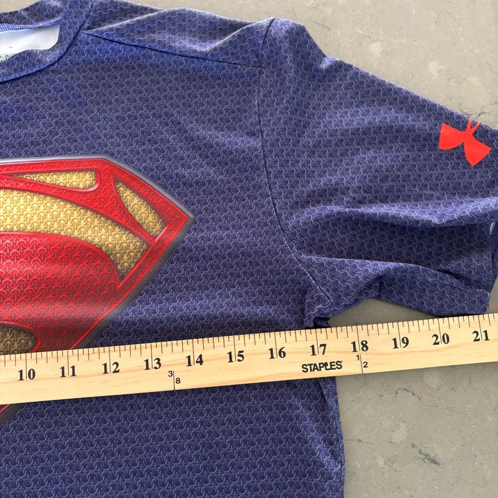 Under Armour Alter Ego Superman Compression Shirt Mens Large Blue HeatGear Tee - Picture 3 of 7
